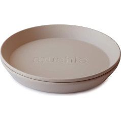 mushie Round Dinner Plates for Kids | Set of 2 | Reusable BPA Free | Dishwasher & Microwave Safe | Easy to Hold | Made in Denmark | Vanilla