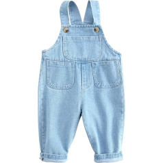 Panegy Baby Girl Boy Jean Jumpsuits Soft Cute Jean Jumper Toddler Fashion Bib kombinezoni bez piedurknēm Regulējams džinsa kombinezoni 12-18 mēneši, zils - 3