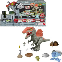 Mattel Jurassic World Cage Breakout Spinosaurus dinozauru figūriņa un rotaļlieta Smilšu un gela un māla izlaušanās meklēšana un glābšana HTP71