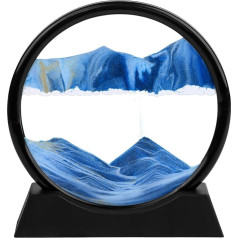 HAOWANWWW 12 collu plūstošas smilšu glezniecības kustīgu smilšu mākslas attēlu apaļa stikla 3D smilšu taimeris Deep Sea Sand Landscape Painting Artistic Moving Display Frame Liquid