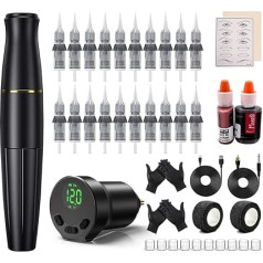 Semi Permanent Makeup Machine Kit - BIOMASER Semi Permanent Makeup Rotary Pen Cordless Battery Pack With 20 Cartridges Needles 2 Microblading Pigment Ink