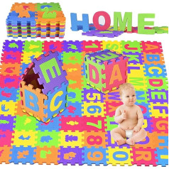 Goldge Puzzle Rug 72 Pieces Foam Heavy Duty Kids Puzzle Mat for Babies Non-Toxic Alphabet & Numbers EVA Multicolor