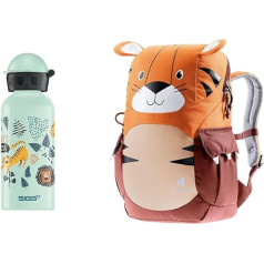 SIGG x deuter Alumīnija bērnu dzeramā pudele - KBT Jungle TZZ - hermētiska - sertificēta kā klimatiski neitrāla - 0,4 L & Deuter Kikki bērnu mugursoma (8 L)