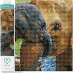 DIAMOND DOTZ DQ10.011 Original 5D Diamond Painting Squares Set Baby Elephant Creative Set with 27,690 Square Diamond Mosaic Stones Painting Set Approx 38 x 52 cm for Adults and Children from 8 Years