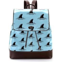 Ocean Shark Blue Personalizētas skolas somas Grāmatu somas pusaudžiem, daudzkrāsainas, 27 x 12,3 x 32 cm, mugursomas mugursomas, daudzkrāsains