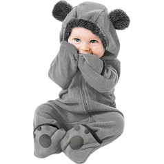 DondPO Baby Romper Baby Boy, Warm Unisex Winter Pyjamas, Jumpsuit with Hood with Foot, Baby Boys, Baby Clothing, Romper, Winter Overall, Cotton, Long Sleeve, Newborn Bodysuits, Walko