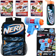 Nerf 6 gabalu taktisko piederumu komplekts - mugursoma, ūdens pudele, 3 aklie maisiņi un Roblox blasteris - (plazmas stari)