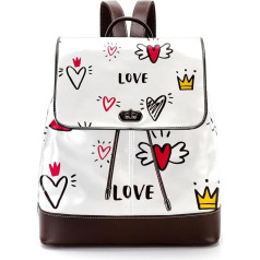 Heart Crown Princess White Personalised School Bags Grāmatu somas pusaudžiem, daudzkrāsains, 27 x 12,3 x 32 cm, mugursoma mugursomas, daudzkrāsains