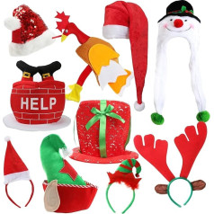 Ziemassvētku cepures Party Pack Pack of 10 Vīrieši Sievietes Ziemassvētku kostīms Fancy Dress Accessory Set Liels Novelty Chiristmas cepures Ģimenes Pack