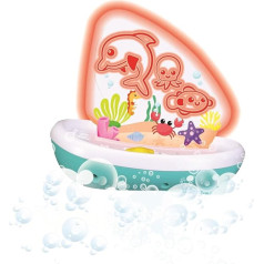 BB Junior Splash'N Play Light Up buru laiva: Buru kuģītis ar gaismu, ideāli piemērots ūdenim, piemērots 12 mēnešu vecumam, 15 cm, zils/balts (16-89022)