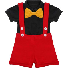 IBTOM CASTLE Unisex Baby zēni meitenes Pirmā dzimšanas diena Mickey apģērbs Romper + tauriņš + bikšturi Šorti bikses Halloween Ziemassvētku džentlmenis Apģērbu komplekts Foto Šaušanas mēneši