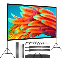 VISULAPEX 100 collu ekrāna projektora HD 4K ekrāns ar statīvu, 160 grādu skata leņķa projektora ekrāns ar statīvu, pārnēsājams mājas kinozālēm, sanāksmju telpām, kāzām