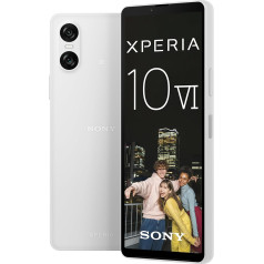 Sony Xperia 10 VI (5000 mAh akumulators, 6,1 collu 21:9 OLED, trīs optiskie fokusa attālumi, viegls un kompakts, 3,5 mm audio, Android 14, IP65/68, Dual SIM, balts, 24+12 mēnešu garantija [Amazon