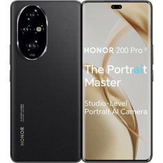 HONOR 200 Pro viedtālrunis, 5G mobilais tālrunis, 6,8 collas, 5200 mAh, 100 W ātrā uzlāde, trīskārša 50 MP studijas līmeņa portretu kamera, īpaši plāns, 8,2 mm, aizsargājošs ekrāns, NFC ar pilnu scenāriju, melns