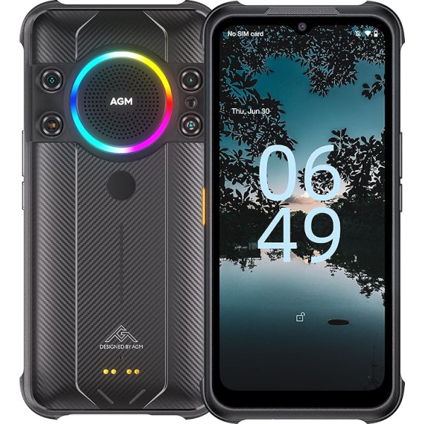 AGM H5 Pro Āra mobilais tālrunis bez līguma Android 12 Āra viedtālrunis 20 MP nakts redzamības kamera, Helio G85, 8 GB RAM 128 GB ROM, 109 dB, 7000 mAh, NFC, 6,52 collu IP68 ūdensnecaurlaidīgs mobilais telefons ar kameru