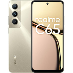 realme c65 viedtālrunis 8+256 GB, 50 MP AI kamera, 6,67 collu Eye Comfort displejs ar 90 Hz atsvaidzināšanas frekvenci, 45 W ātrā uzlāde, 5000 mAh cietā akumulatora baterija, NFC atbalsts, zvaigžņoti zelts