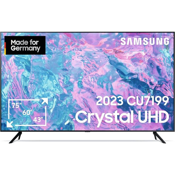 Samsung Crystal UHD 4K CU7199 televizors 65 collas, PurColor, Crystal procesors 4K, Smart TV, GU65CU7199UXZG, vācu modelis [2023]