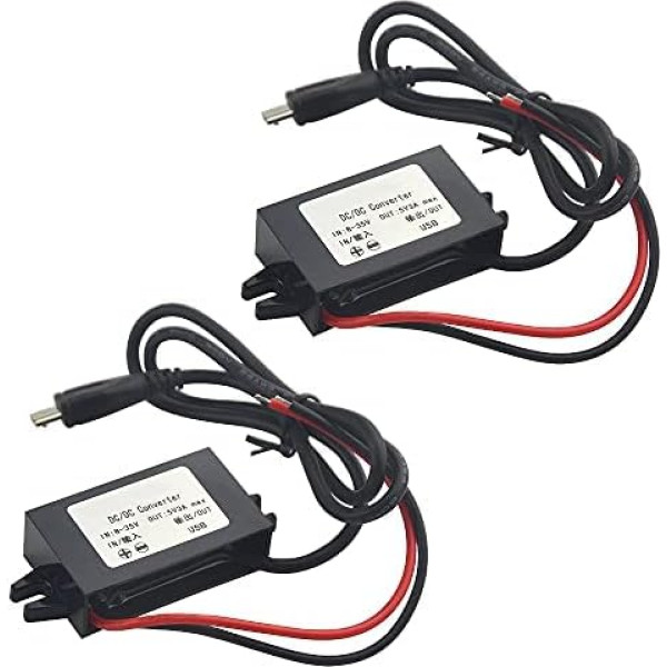 BGTXINGI 2 DC-DC līdzstrāvas pārveidotāja modulis 3A 12V 24V līdz 5V līdzstrāvas pārveidotājs ar mikro USB portu (USB Micro interfeiss)