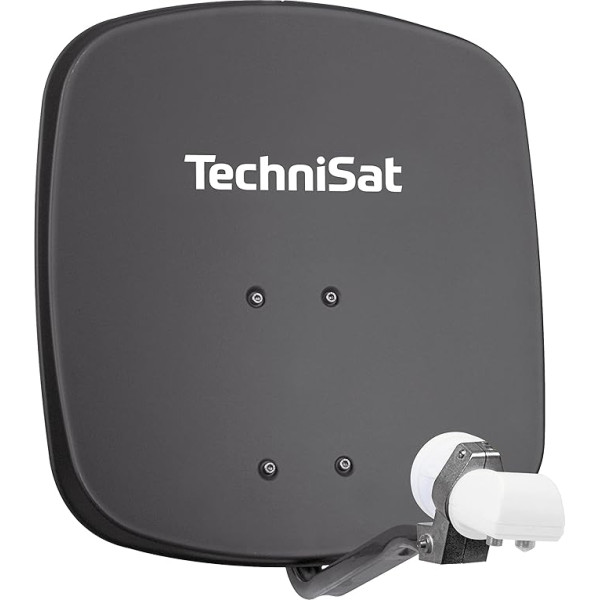 TechniSat DIGIDISH 45 Satelīta šķīvis 2 dalībniekiem (45 cm maza satelīta sistēma - Komplekts ar sienas stiprinājumu un universālo dubulto LNB) Pelēks