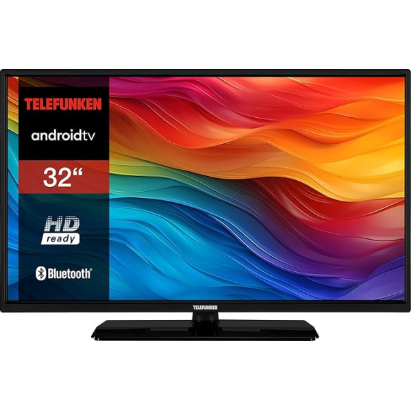 TELEFUNKEN Android TV 32 collu televizors (HD Smart TV, HDR, trīskāršs uztvērējs, Bluetooth) D32H554X2CWII