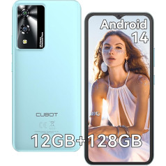 CUBOT A10 Mobilais tālrunis bez līguma, 12GB + 128GB / 1TB ar iespēju paplašināt, Android 14 viedtālrunis, 6,56 collu displejs, 5100 mAh akumulators, 48MP galvenā kamera, astoņkodolu procesors, Dual 4G SIM, OTG, Face ID, GPS