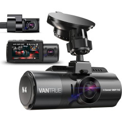 VANTRUE N4 3 objektīvi 4K Dash Cam Car 2.5K+ 2.5K+ 1080P priekšējais aizmugurējais iekšējais, HDR/30FPS kamera, 3 kanālu kustības monitoringa kamera, infrasarkanā nakts redzamība, 2,45 collu karstumizturīga, max 512GB