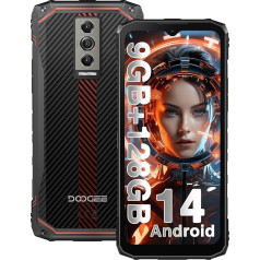 DOOGEE Blade10 Āra mobilais tālrunis 6,56 collu HD+ 90Hz Android 14, 10,7 mm īpaši plāns, 16MP+ 8MP Morpho kamera, 9GB RAM + 128GB ROM/2TB TF mobilais tālrunis bez līguma, 5150mAh, trīskāršs karšu slots,