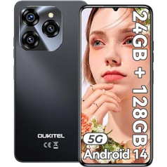 OUKITEL C50 5G mobilais tālrunis bez līguma - Android 14 24GB + 128GB/1TB paplašināms viedtālrunis bez līguma 6,8 collu 5150mAh, MTK Dimensity 6100+ lēts viedtālrunis 50MP kamera, Dual SIM 5G