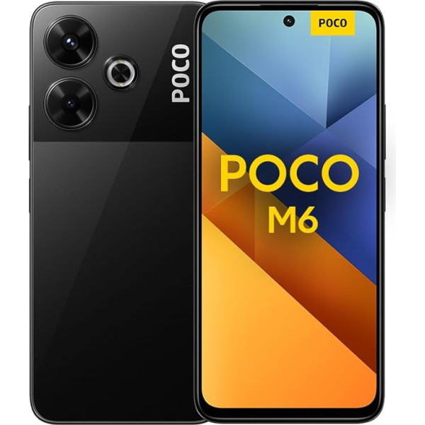 POCO M6 viedtālrunis, 6+128GB Handy ohne Vertrag, 90Hz 6,79'' FHD+Displejs, 108MP kamera, 5030mAh, 33W FastCharge, Dual-SIM, melns