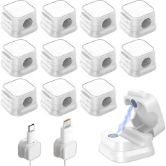 Magnētiskie kabeļu klipši Regulējams kabeļu organizators Rakstāmgalds Cable Tidy White Magnetic for Desk Bedside Charging Cable HDMI USB Audio Cable Office Home 12 Pack