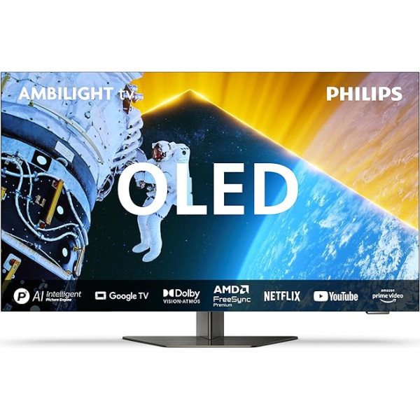 Philips Ambilight 77OLED809 4K OLED Smart TV - 77 collu ekrāns ar P5 AI Perfect Picture Ultra HD, Dolby Vision un Dolby Atmos skaņu - darbojas ar Alexa un Google balss palīgu