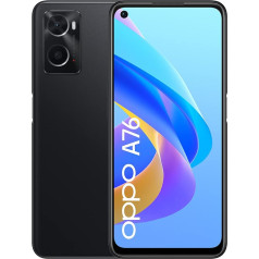 OPPO A76 viedtālrunis, Qualcomm Snapdragon 680, 90 Hz ekrāns, 13 MP + 2 MP aizmugurējā kamera, 8 MP priekšējā kamera, RAM 4 GB + ROM 128 GB, 5000 mAh 33 W Supervooc, (AK versija), melns, 6,56