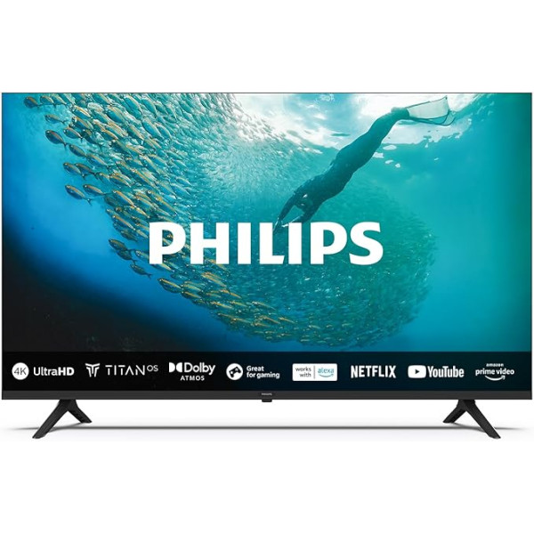 Philips 55PUS7009 4K LED Smart TV - 55 Zoll Display mit Pixel-präziser Ultra HD Titan OS Plattform und Dolby Atmos-Klang. Funktioniert mit Alexa und Google Sprachassistent - Schwarz