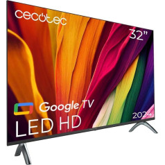 Cecotec TV LED 32 collu Smart TV A4 sērijas ALH40032. HD izšķirtspēja, operētājsistēma Google TV, Chromecast, Google balss palīgs, Dolby audio sistēma un 16 GB ROM.