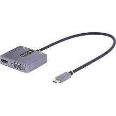 StarTech.com USB C videoadapteris, USB-C-uz HDMI/VGA daudzporta ekrāna adapteris, 3,5 mm austiņu ligzda, 4K 60 Hz HDR, 100 W PD 3, saderīgs ar TB 3/4 - USB-C uz VGA ceļojuma adapteris (122-USBC-HDMI-4K-VGA)