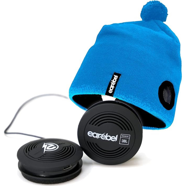 Earebel Sound by JBL Bluetooth 5.0 On-Ear austiņas ar mikrofonu - Sport Impulse Beanie Cyan ar austiņām skriešanai, treniņiem, sporta zālei, treniņiem - saderīgas ar Apple un daudz ko citu