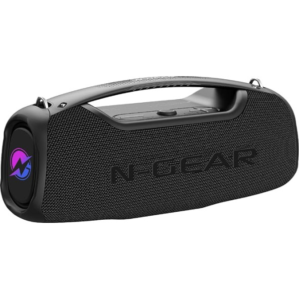 N-Gear NRG 500 Bluetooth skaļrunis āra skaļrunim, pārnēsājama ballīšu kaste ar skaņas un gaismas ballīšu sistēmu, Bluetooth kaste ar mikrofonu, 500 vatu mūzikas kaste, Bluetooth, ūdensizturīga, 8 stundu atskaņošanas laiks, basu pastiprin