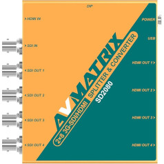 AVMATRIX SD2080 2x8 SDI/HDMI signālu sadalītājs pārveidotājs 1xHDMI 1x3G-SDI ieeja un 4x3G-SDI/HDMI izeja