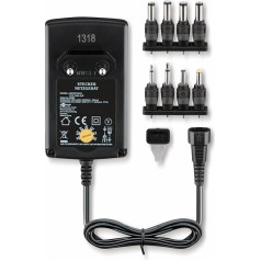 Goobay 53998 Universāls tīkla slēdzis 3V - 12V maks. 27 W Netzgerät mit Adapter 2x Klinkenstecker & 4x DC-Stecker, 600 mA Steckernetzteil, Schwarz