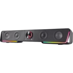 Speedlink Gravity RGB Stereo Soundbar - skaļrunis ar Bluetooth savienojumu viedtālrunim/tabletam - RGB apgaismojums - austiņu un mikrofona ligzda, melns, SL-830200-BK