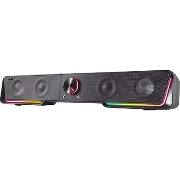 Speedlink Gravity RGB Stereo Soundbar - skaļrunis ar Bluetooth savienojumu viedtālrunim/tabletam - RGB apgaismojums - austiņu un mikrofona ligzda, melns, SL-830200-BK