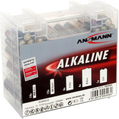 ANSMANN Alkaline Batterie Box 1.5V / Longlife Alkalibatterien / Sparpaket in einer robusten Vorratsbox inkl. 14x Micro AAA 12x Mignon AA 4x Baby C 4x Mono D 1x E-Block 9V / 35 Stück