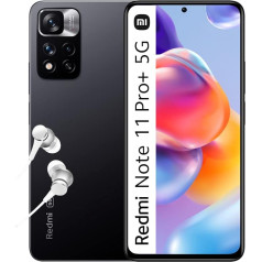 Xiaomi Redmi Note 11 Pro + 5G, viedtālrunis + austiņas, 6 + 128 GB mobilais tālrunis bez līguma, 6,67 collu 120 Hz FHD + AMOLED displejs, 120 W HyperCharge, 108 MP kamera, grafīta pelēks (vācu)