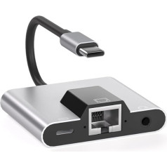 Адаптер USB к Ethernet, Type-C к Ethernet USB C к 3,5 мм аудио PD быстрая зарядка LAN сетевой адаптер