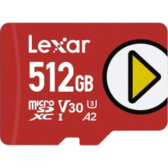 Lexar Play Micro SD karte 512GB, microSDXC UHS-I karte, līdz 150MB/s ātrums, atmiņas karte Micro SD, TF karte, saderīga ar slēdžiem, tālruņiem un planšetdatoriem (LMSPLAY512G-BNNAG)