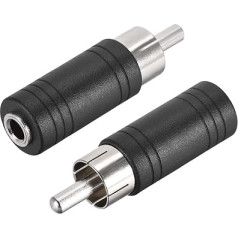 Sourcing Map 2 x RCA Male to 3.5mm Female Stereo Audio Video adapteris pārveidotājs melns