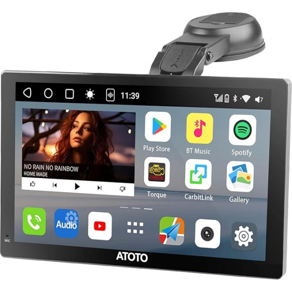 ATOTO P9 9 collu QLED pārnēsājamais autoradio, 2+32 GB bezvadu CarPlay un Android Car, Wi-Fi Hotspot, USB, Dual Bluetooth, GPS izsekošana, HDMI ieeja, 4 audio izejas, SWC un automātiskā aptumšošana, P909SD