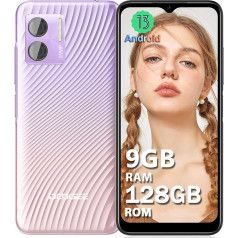 DOOGEE N50S Mobilais telefons [2024], 9GB RAM + 128GB ROM, Android 13 viedtālrunis, 20MP kamera, Octa-Core, 6,52 collu HD+ displejs, 4200mAh, Dual SIM 4G/Widevine L1/Face ID/OTG/GPS/3,5 mm Jack - Rozā krāsā