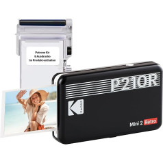 KODAK Mini 2 Plus Retro mobilais 10 X 15 fotogrāfiju printeris un Polaroid momentfotogrāfiju drukāšana augstākās kvalitātes fotogrāfijās, izmantojot mobilo tālruni, mobilais foto printeris viedtālrunim (iphone un android), portatīvais Bluetoot