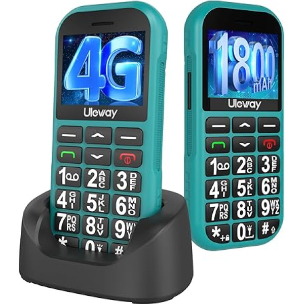 CHAKEYAKE 4G senioru mobilais tālrunis bez līguma ar lielām pogām, 1800 mAh Ilgstošs gaidīšanas režīms Pensionāriem Pensionāriem Senioru mobilais tālrunis Liels pogas mobilais tālrunis ar USB-C, SOS poga, lukturītis, uzlādes stacija, lieto